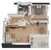 Visuailisierter Grundriss Wohnung 03